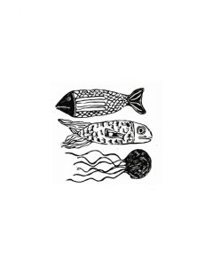 Xilogravura Mar by Catarina Dantas "Mangarataia" (22 cm x 20 cm)