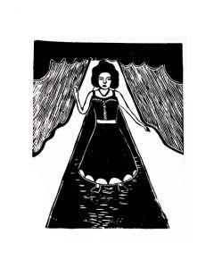 Xilogravura Menina do Vestido Preto by Nei Vital e o Cordel Urbano (39 cm x 50 cm)
