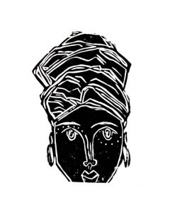 Xilogravura Mulher Africana by Catarina Dantas "Mangarataia" (16 cm x 18 cm)