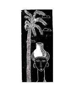 Xilogravura Mulher com Jarro by Catarina Dantas "Mangarataia" (21 cm x 46 cm)