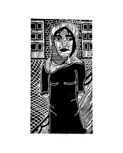 Xilogravura Mulher do Iêmen by Nei Vital e o Cordel Urbano (39 cm x 50 cm)