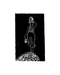 Xilogravura Mulher e Leiteira by Catarina Dantas "Mangarataia" (26 cm x 36 cm)