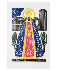 Xilogravura by J. Borges - Nossa Senhora Aparecida (Tamanho 66 x 48 cm)