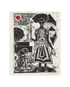 Xilogravura Ogum- Catarina Dantas "Mangarataia" (40 cm x 30 cm)
