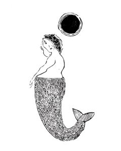 Xilogravura Sereia by Catarina Dantas "Mangarataia" (30 cm x 48 cm)