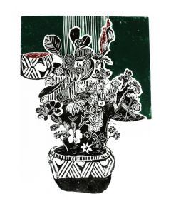 Xilogravura Vaso com Faixa Verde by Rafael Ramalho "Cão" (66 cm x 50 cm)