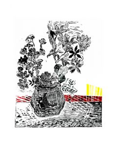 Xilogravura Vaso com Flores by Rafael Cão (66 cm x 50 cm)